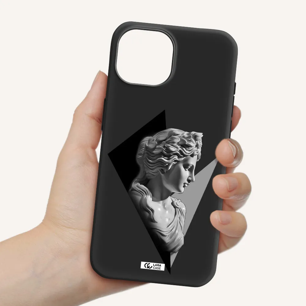 a close-up of a statue Apple iPhone 15 Silicone black Case