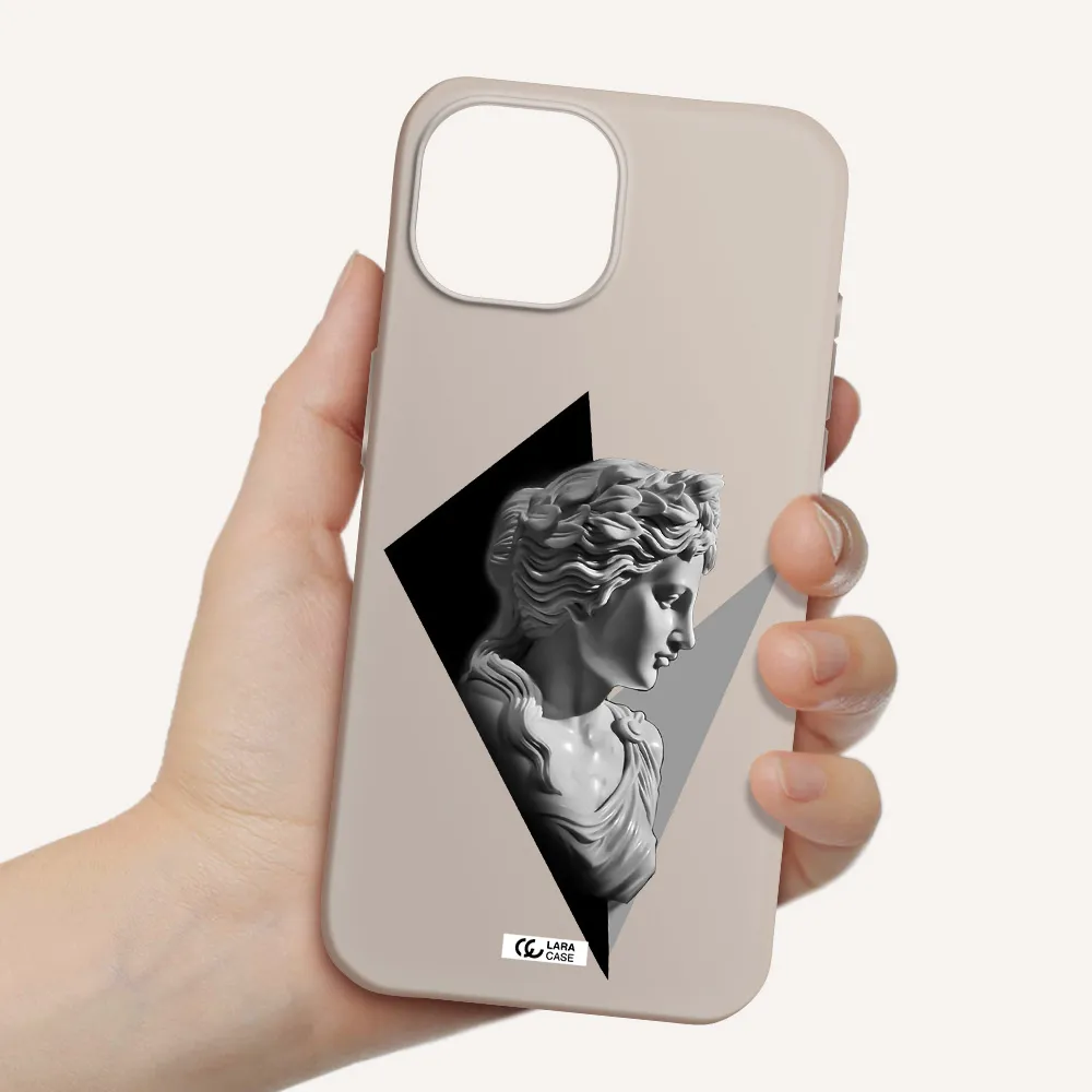 a close-up of a statue Apple iPhone 15 Silicone Stone Case