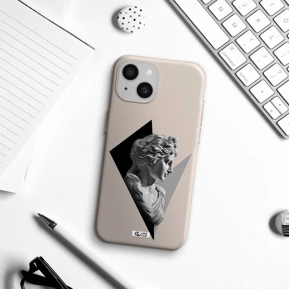 a close-up of a statue Apple iPhone 15 Silicone Stone Case