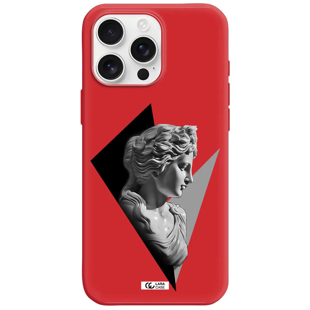 A Close-Up Of A Statue Apple Iphone 16 Pro Max Silicone Imperial Red Case