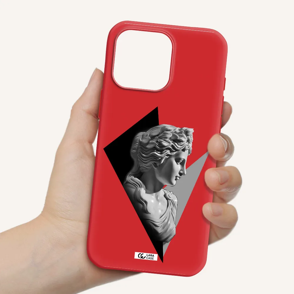 A Close-Up Of A Statue Apple Iphone 16 Pro Max Silicone Imperial Red Case