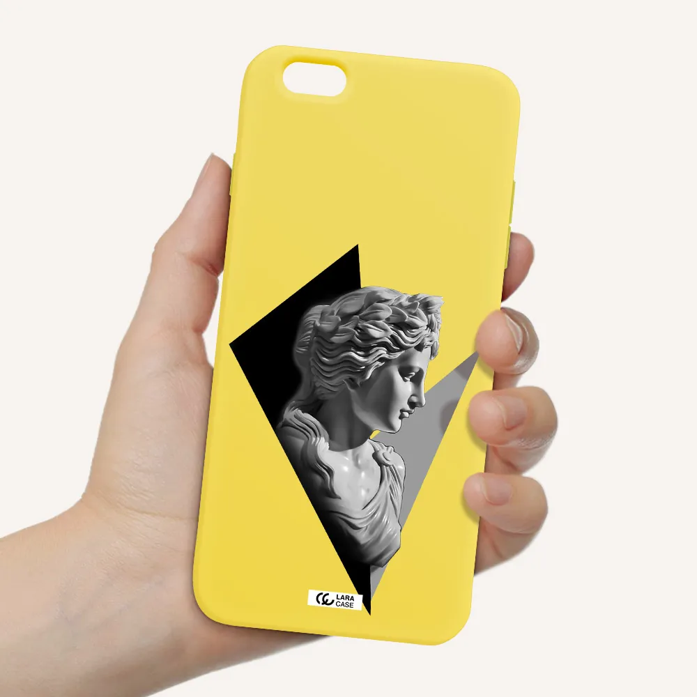 a close-up of a statue Apple iPhone 6 plus Silicone canary yellow Case