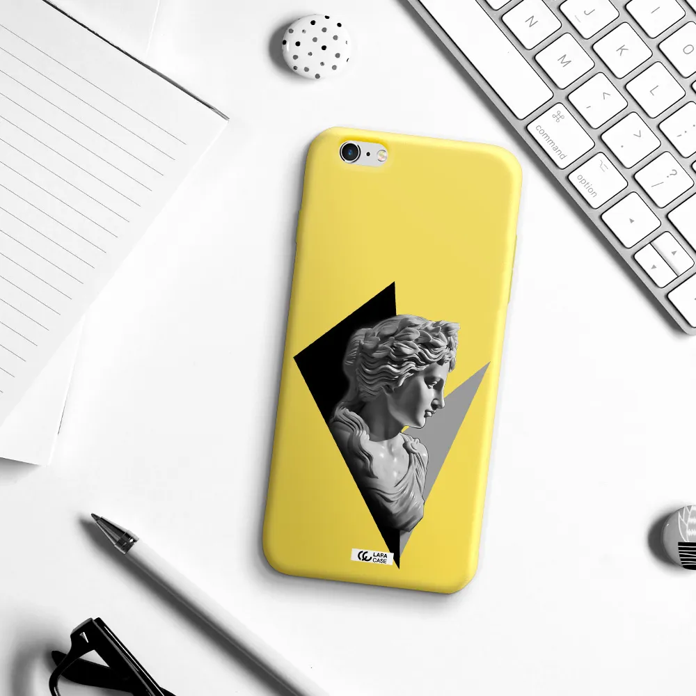 a close-up of a statue Apple iPhone 6 plus Silicone canary yellow Case