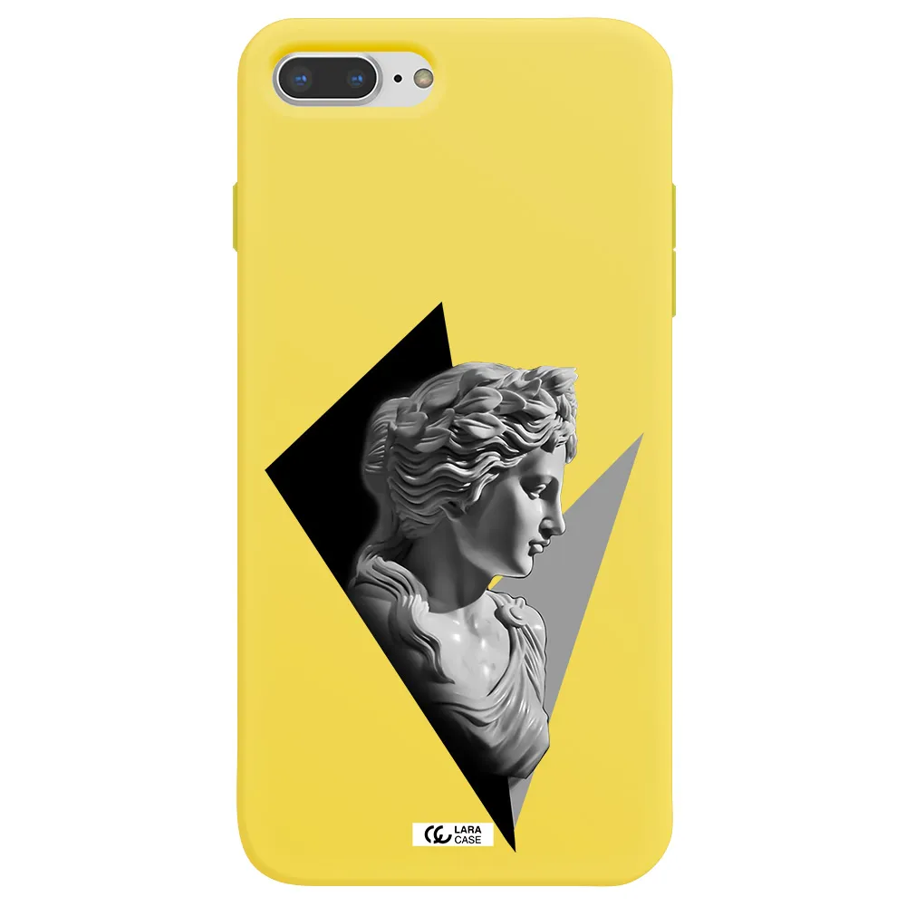 a close-up of a statue Apple iPhone 7 plus Silicone canary yellow Case