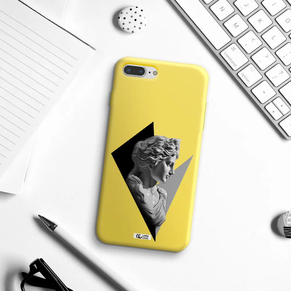 a close-up of a statue Apple iPhone 7 plus Silicone canary yellow Case