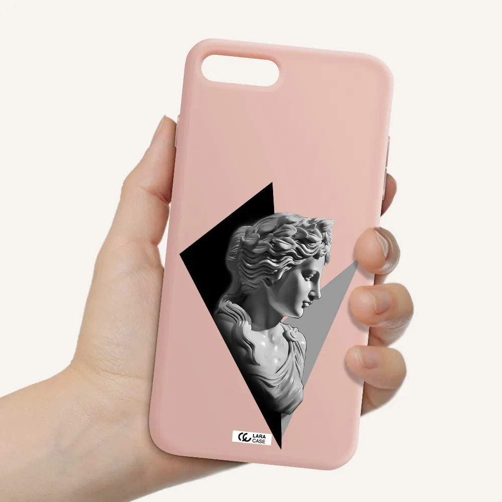 a close-up of a statue Apple iPhone 7 plus Silicone pastel pink Case