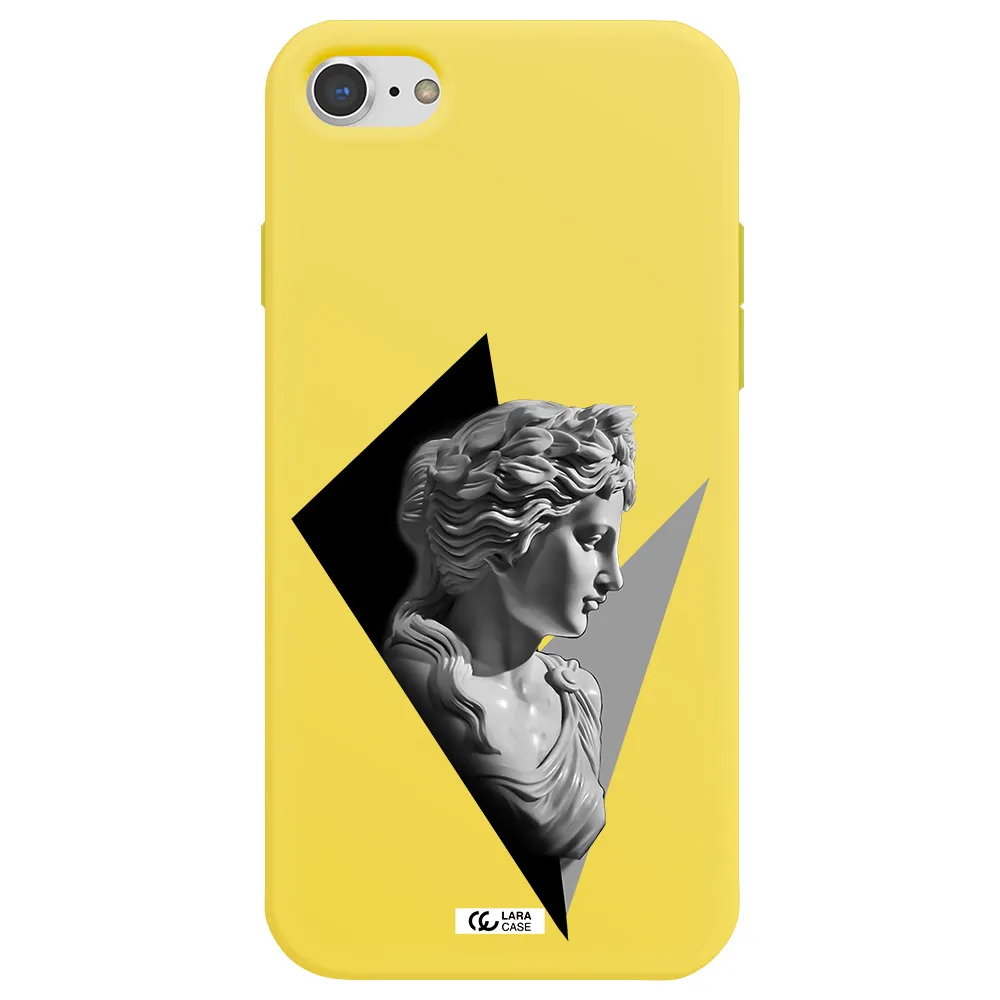 a close-up of a statue Apple iPhone 7 Silicone canary yellow Case