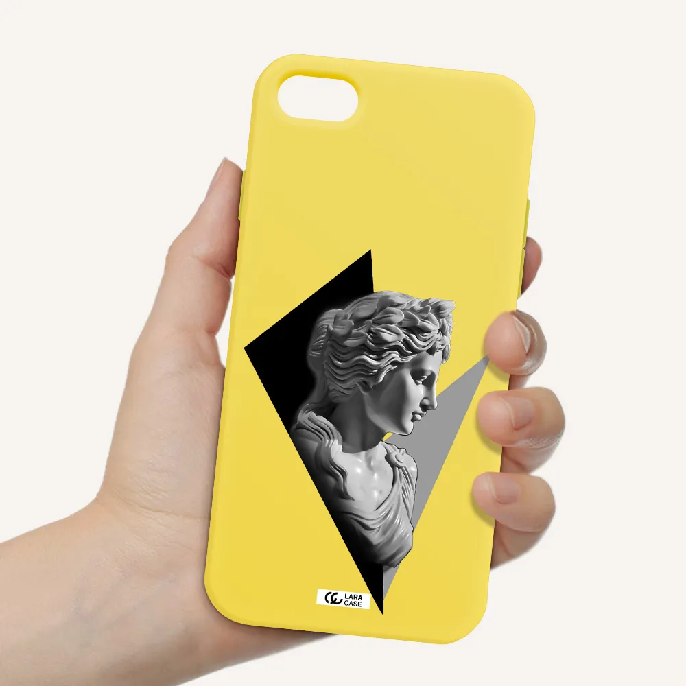 a close-up of a statue Apple iPhone 7 Silicone canary yellow Case