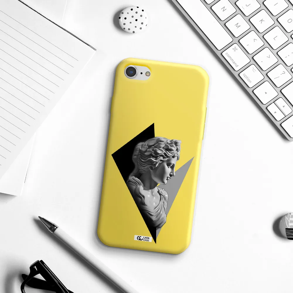 a close-up of a statue Apple iPhone 7 Silicone canary yellow Case