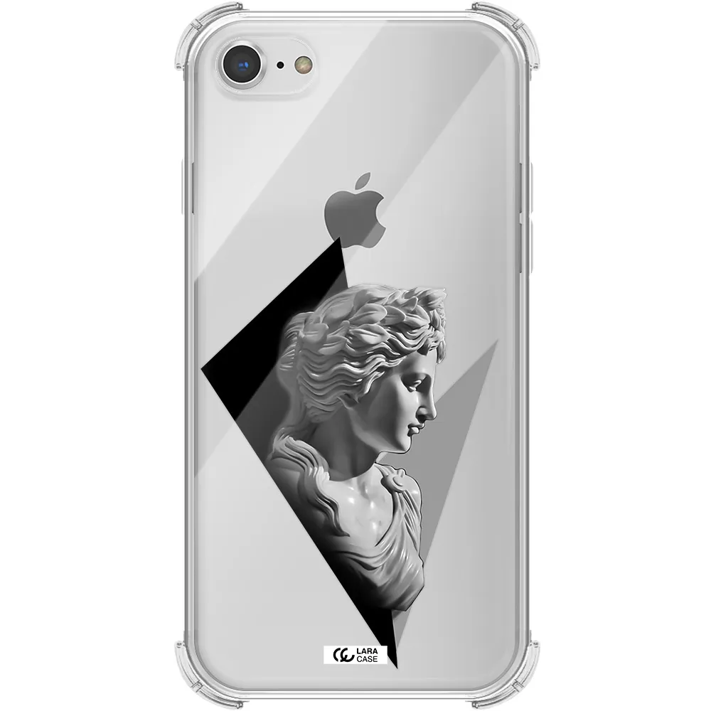a close-up of a statue Apple iPhone 8 Clear PC Case