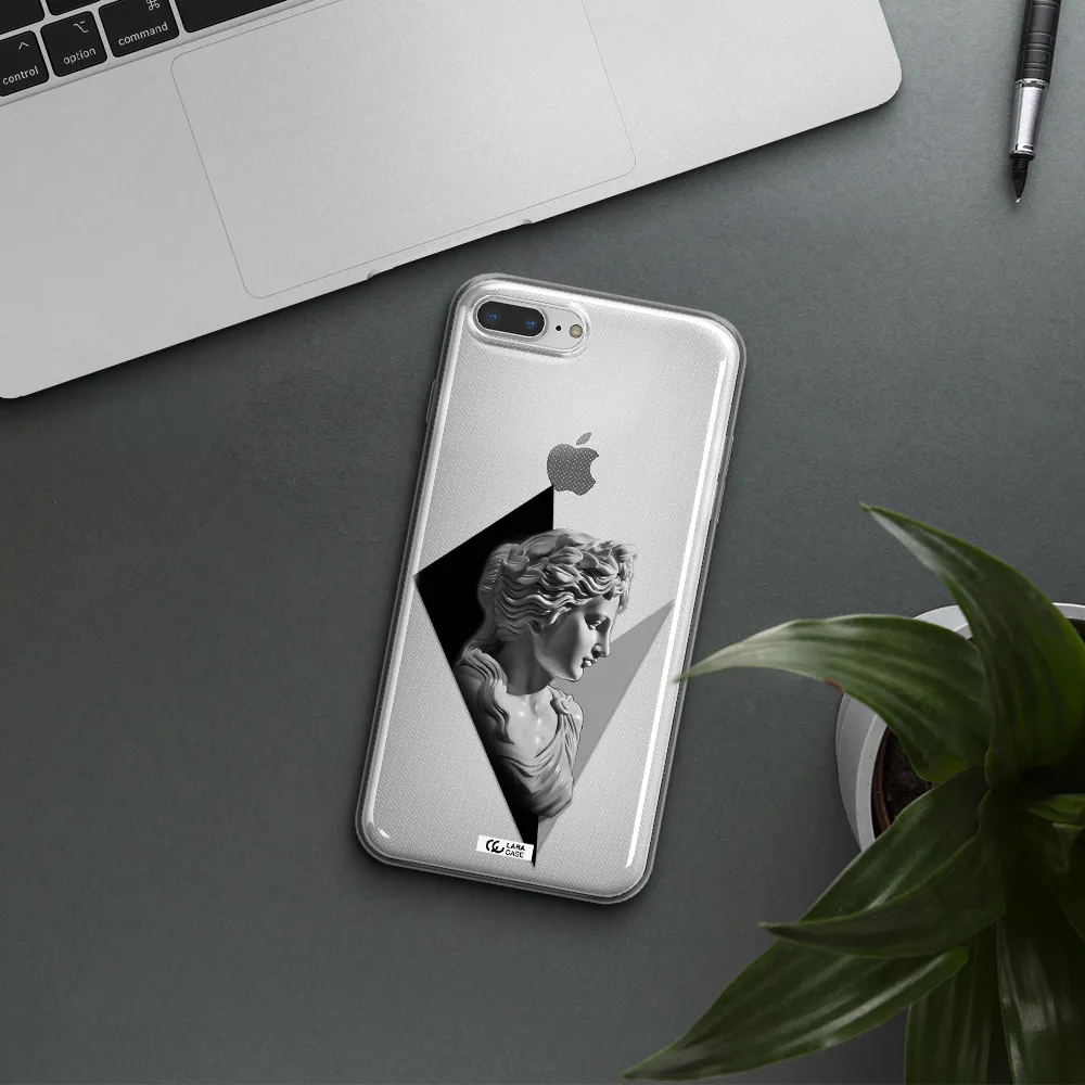 a close-up of a statue Apple iPhone 8 plus Clear TPU Case