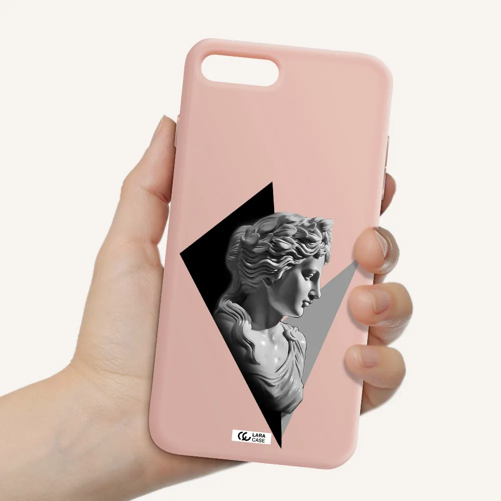 a close-up of a statue Apple iPhone 8 plus Silicone pastel pink Case
