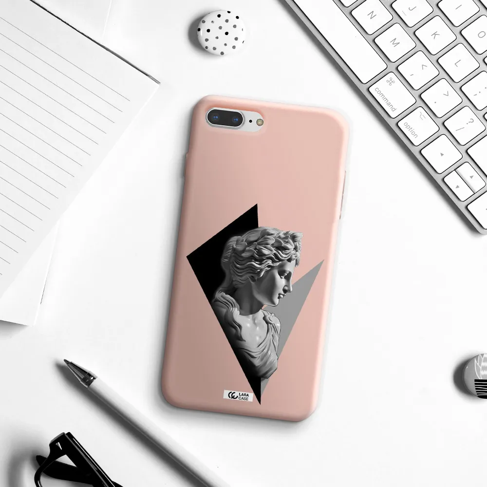 a close-up of a statue Apple iPhone 8 plus Silicone pastel pink Case