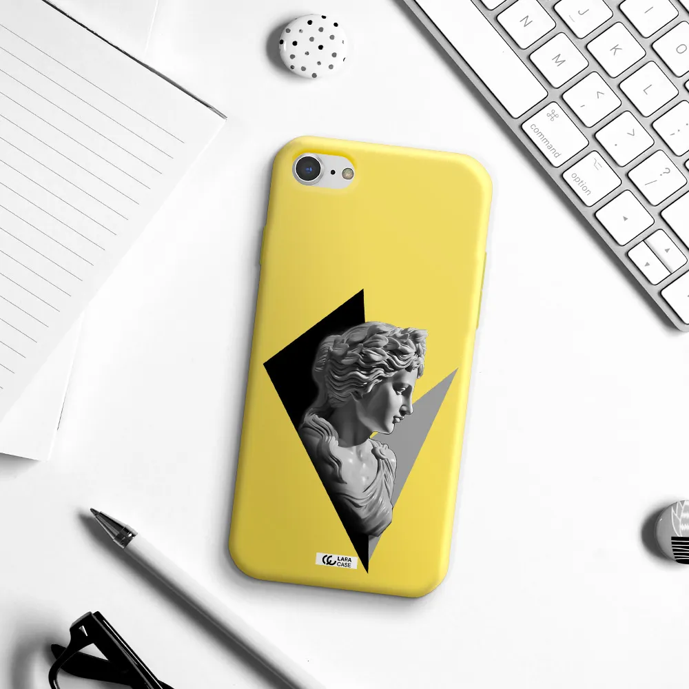 a close-up of a statue Apple iPhone 8 Silicone canary yellow Case