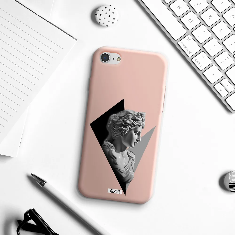 a close-up of a statue Apple iPhone 8 Silicone pastel pink Case