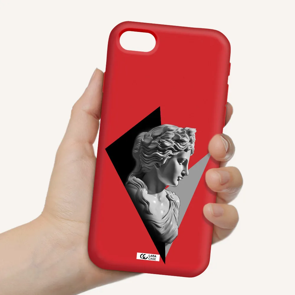 a close-up of a statue Apple iPhone se 2020 Silicone Imperial Red Case