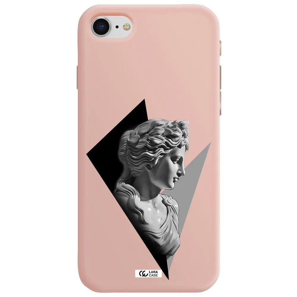 a close-up of a statue Apple iPhone se 2020 Silicone pastel pink Case