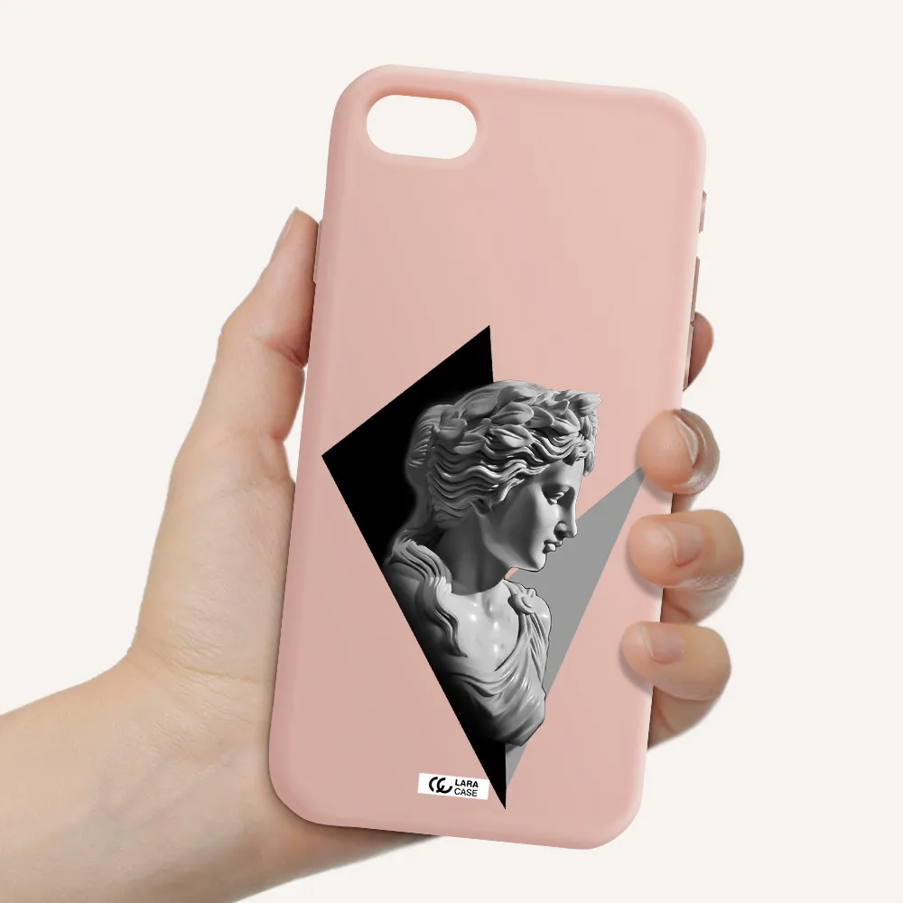 a close-up of a statue Apple iPhone se 2020 Silicone pastel pink Case