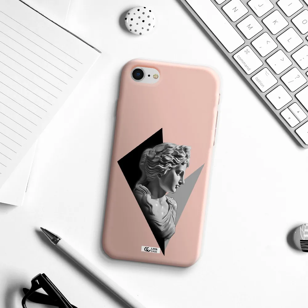 a close-up of a statue Apple iPhone se 2020 Silicone pastel pink Case