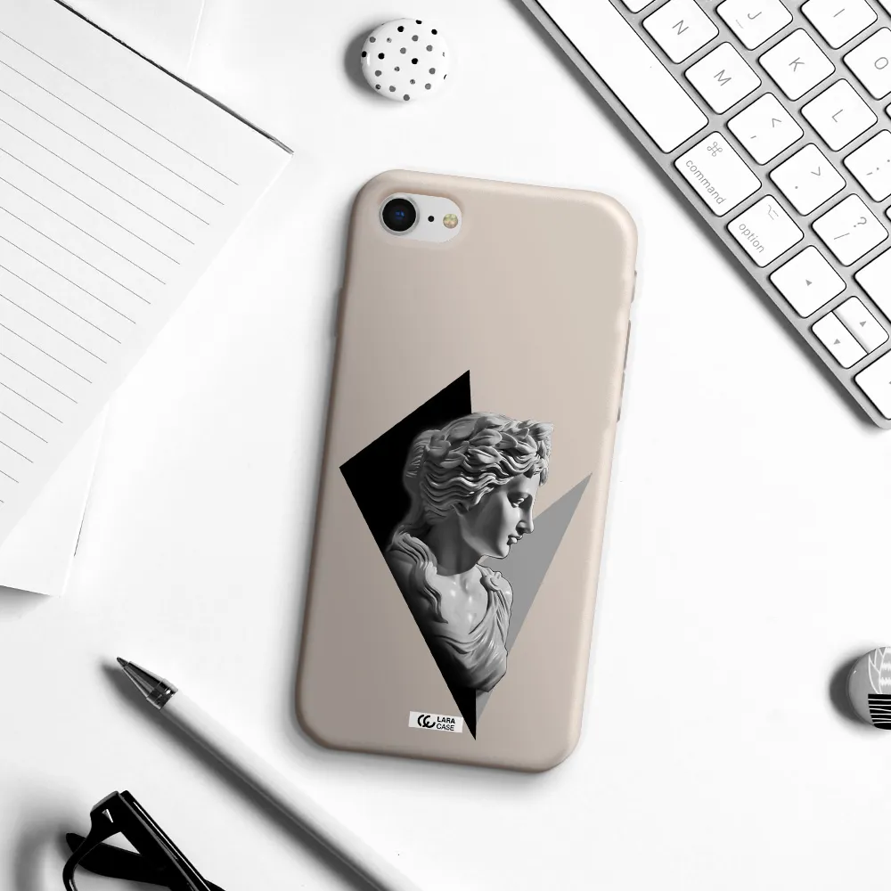 a close-up of a statue Apple iPhone se 2020 Silicone Stone Case