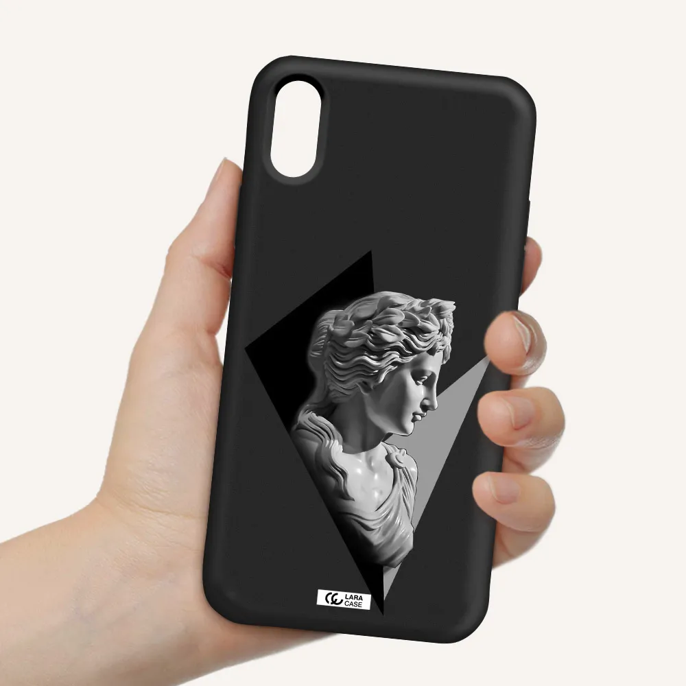 a close-up of a statue Apple iPhone X Silicone black Case