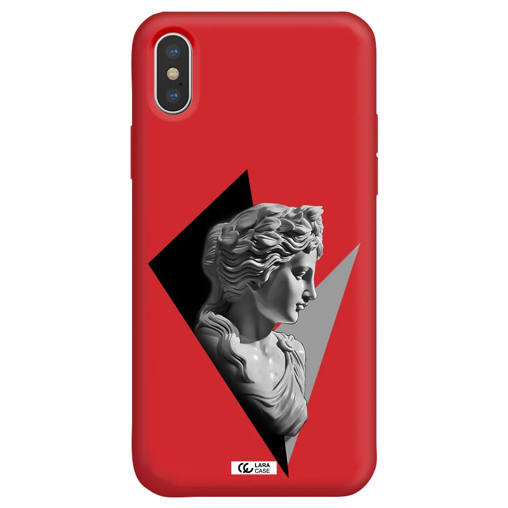 a close-up of a statue Apple iPhone X Silicone Imperial Red Case