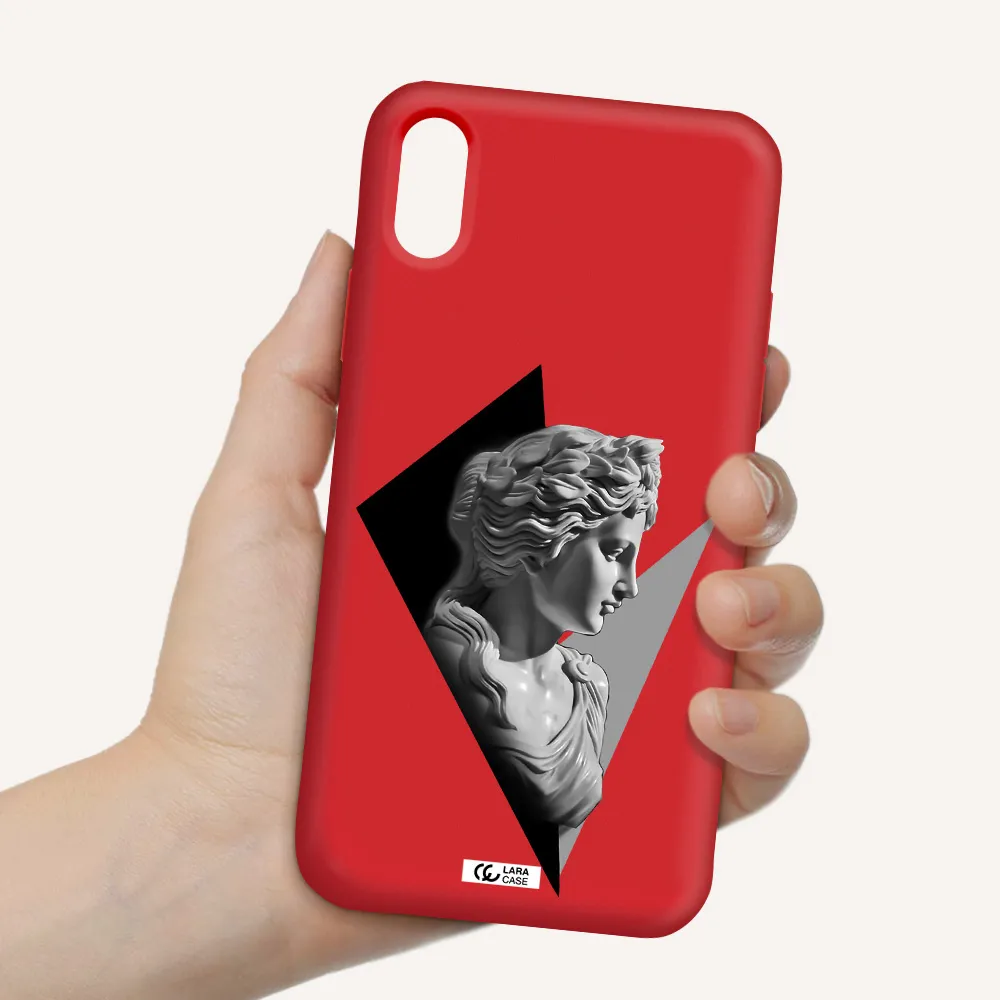 a close-up of a statue Apple iPhone X Silicone Imperial Red Case