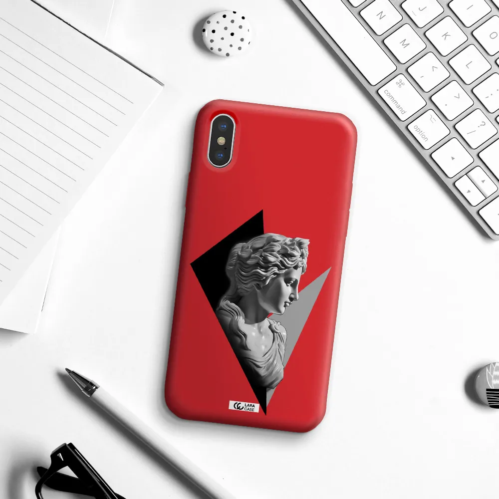 a close-up of a statue Apple iPhone X Silicone Imperial Red Case