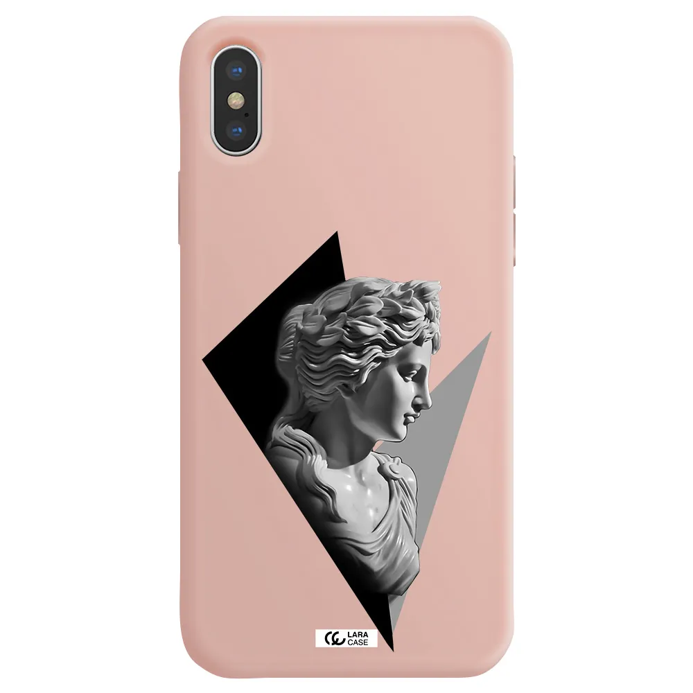 a close-up of a statue Apple iPhone X Silicone pastel pink Case