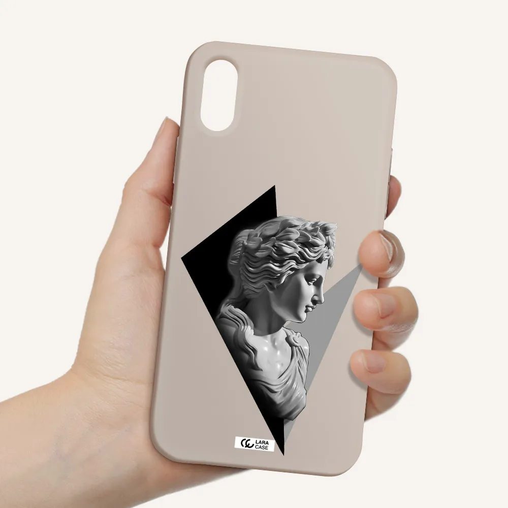 a close-up of a statue Apple iPhone X Silicone Stone Case