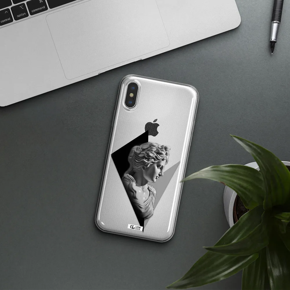 a close-up of a statue Apple iPhone XS Clear TPU Case