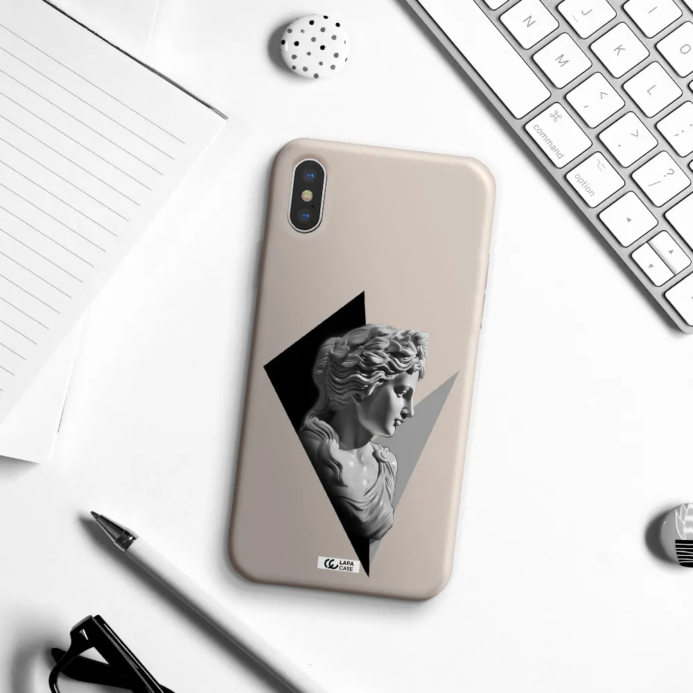 a close-up of a statue Apple iPhone XS Silicone Stone Case