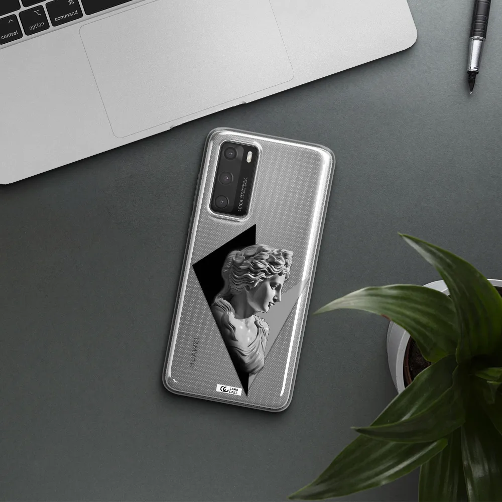a close-up of a statue Huawei P40 Clear TPU Case