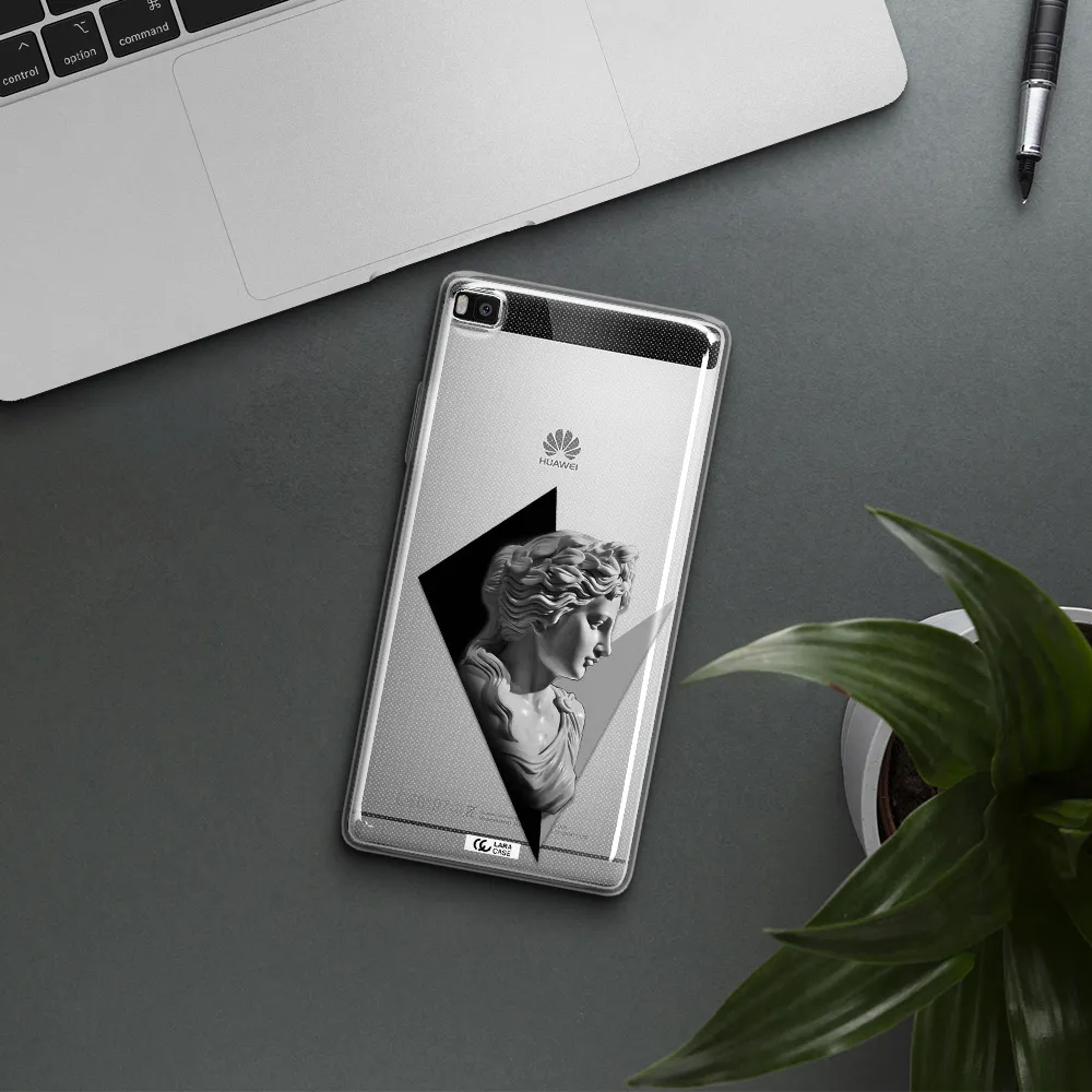 a close-up of a statue Huawei P8 Clear TPU Case