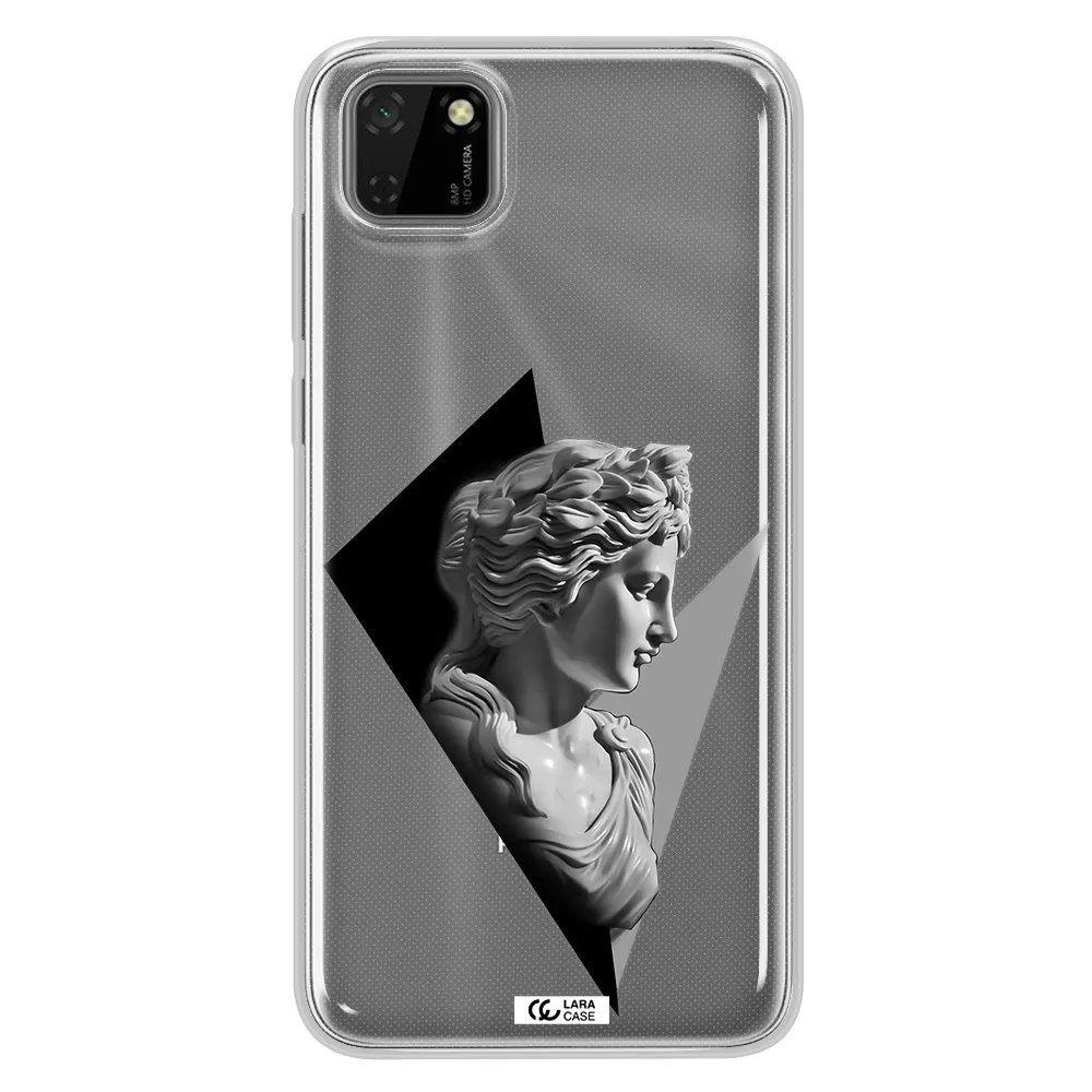 a close-up of a statue Huawei Y5P Clear TPU Case