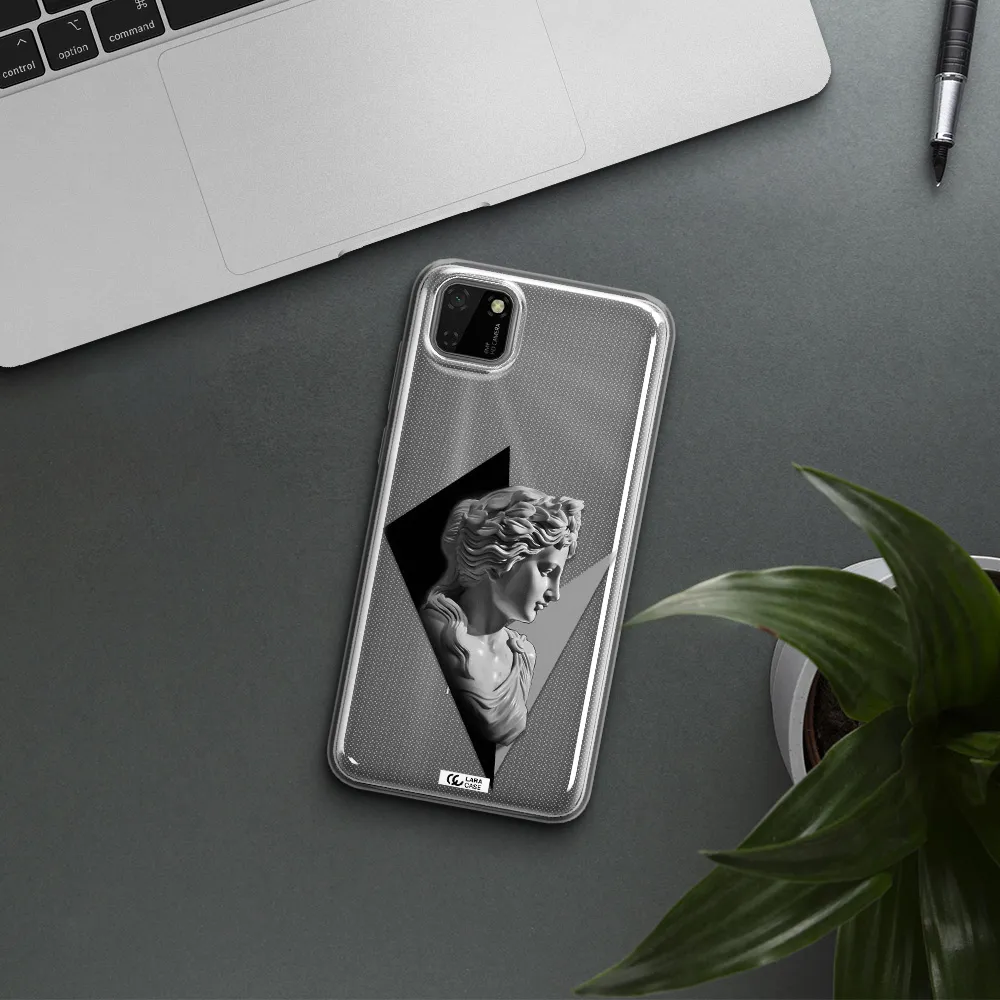 a close-up of a statue Huawei Y5P Clear TPU Case