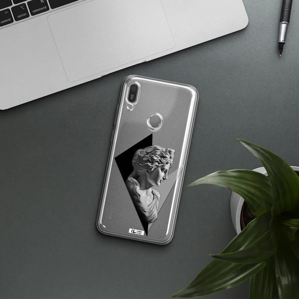 a close-up of a statue Huawei Y6 2019 Clear TPU Case