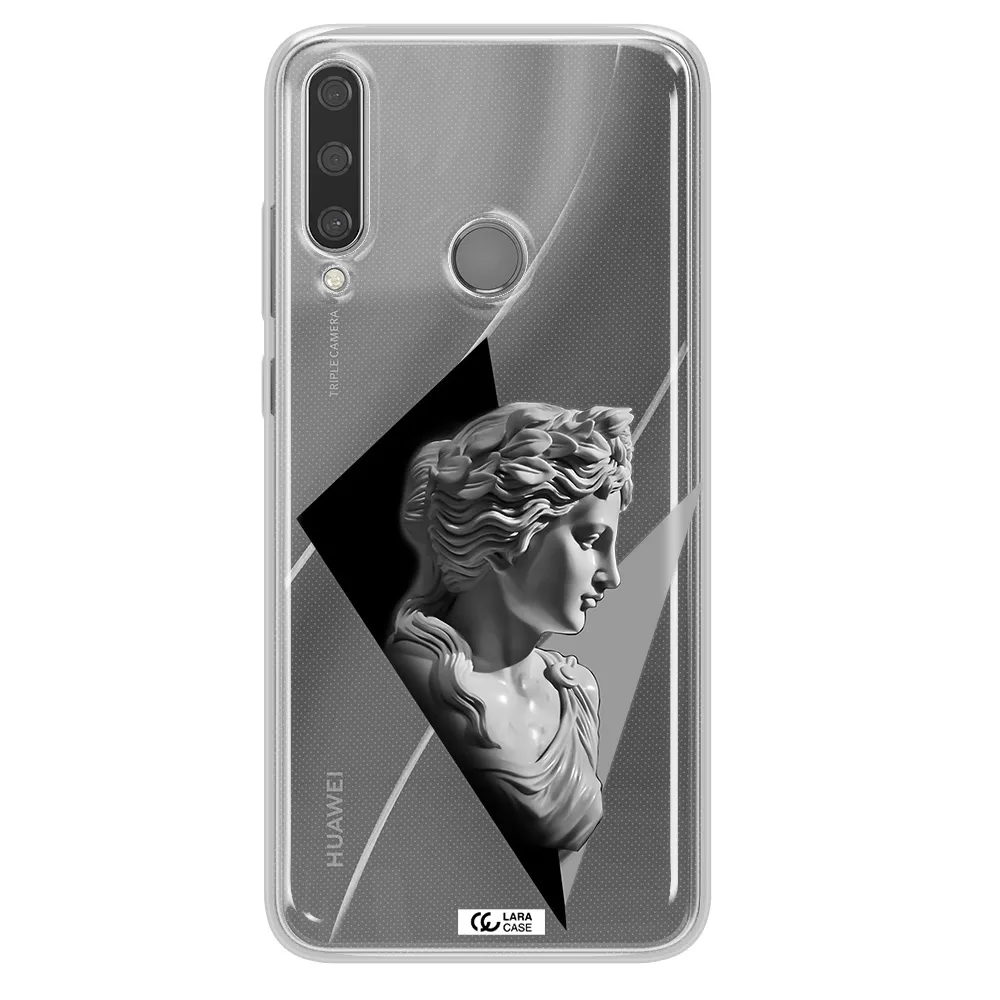 a close-up of a statue Huawei Y6P Clear TPU Case