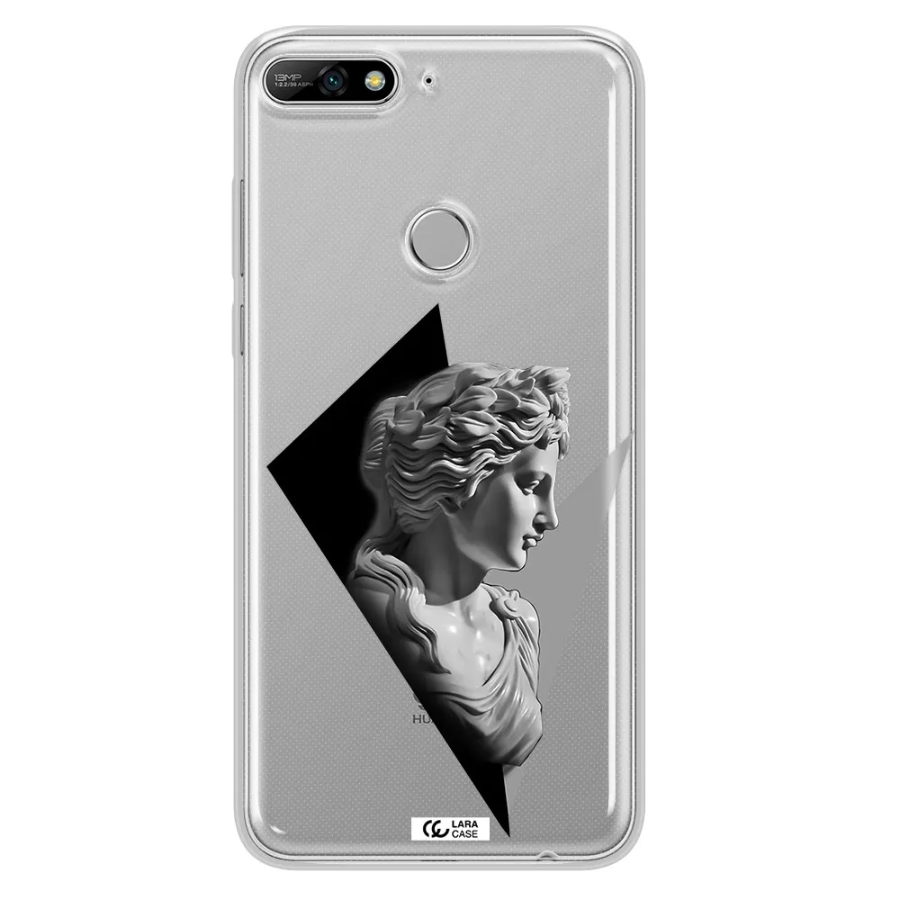 a close-up of a statue Huawei Y7 2018 Clear TPU Case