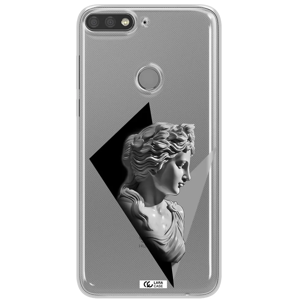 a close-up of a statue Huawei Y7 Prime 2018 Clear TPU Case