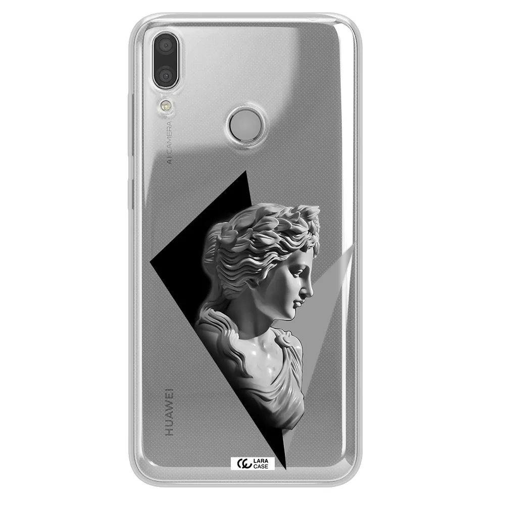 a close-up of a statue Huawei Y9 2019 Clear TPU Case