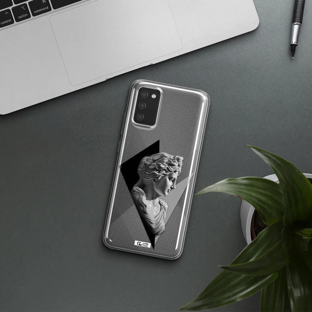a close-up of a statue Samsung A02S Clear TPU Case
