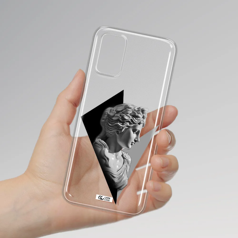 a close-up of a statue Samsung A03S Clear TPU Case