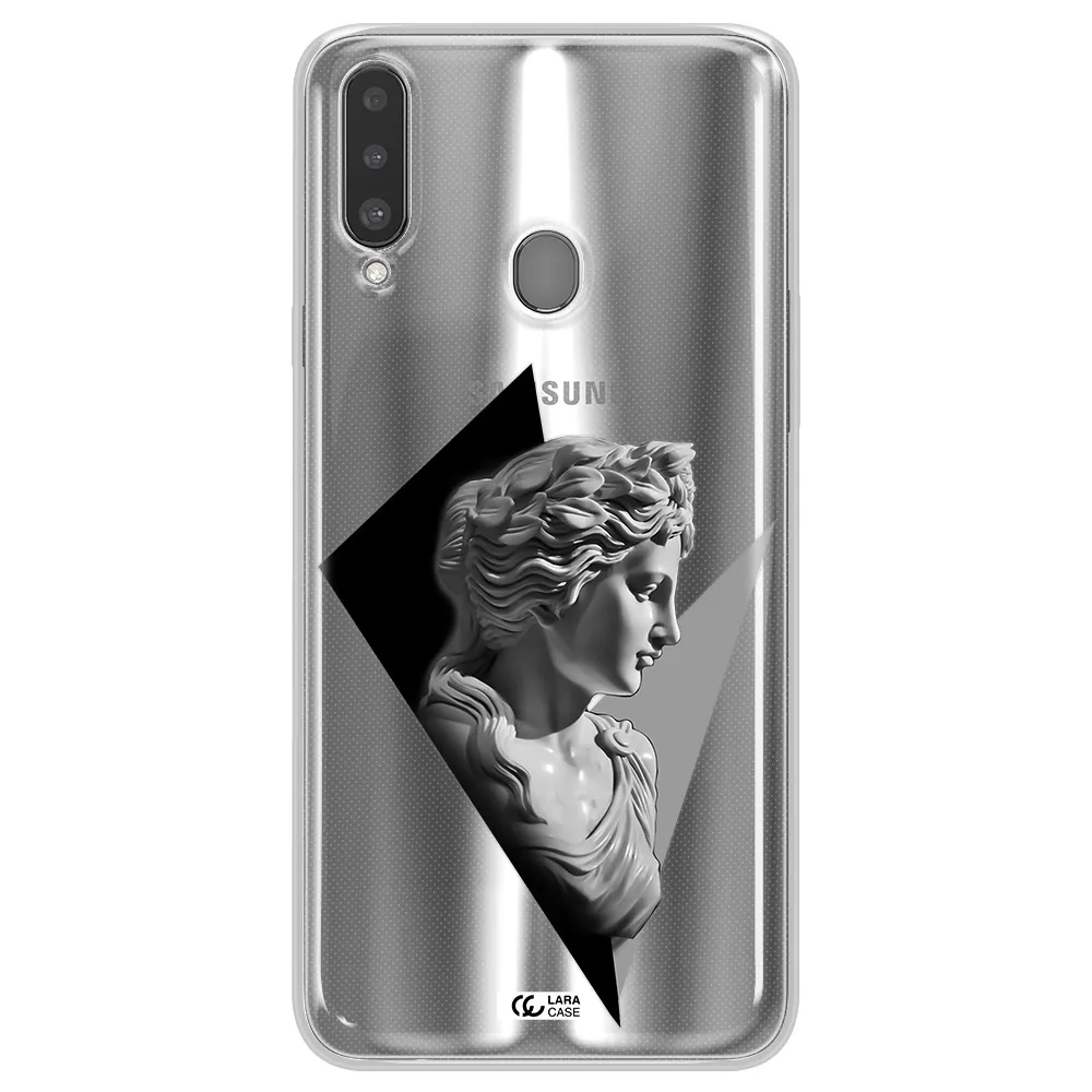 a close-up of a statue Samsung A20S Clear TPU Case