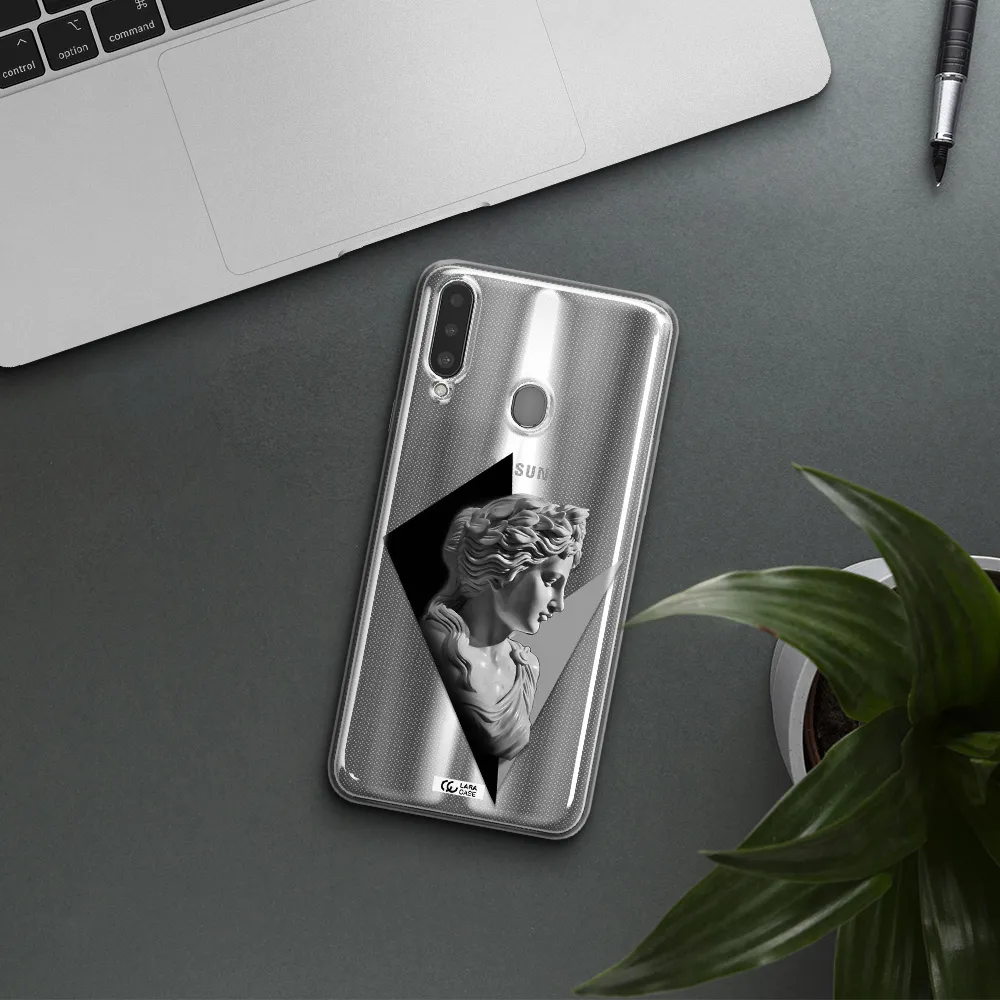 a close-up of a statue Samsung A20S Clear TPU Case