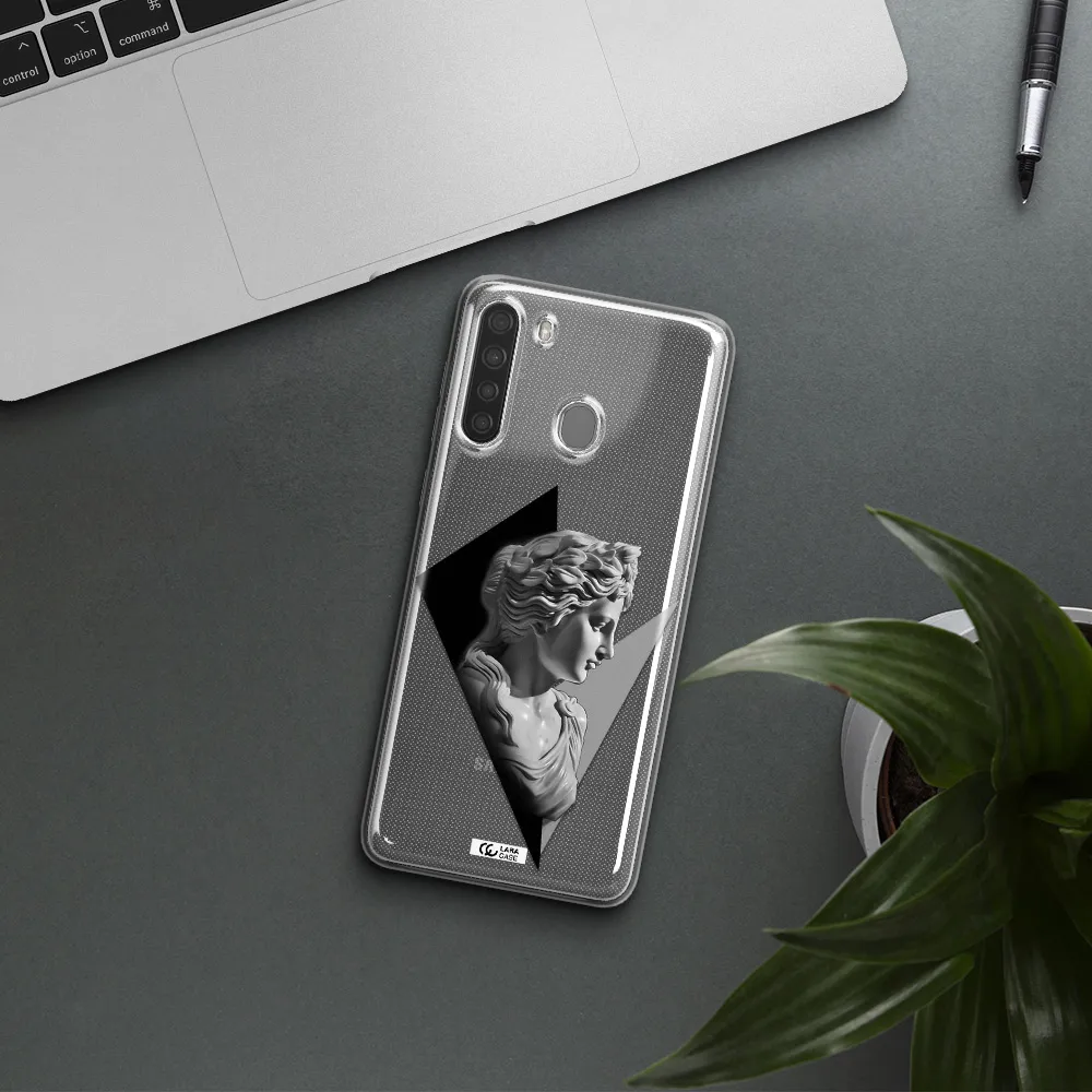 a close-up of a statue Samsung A21 Clear TPU Case