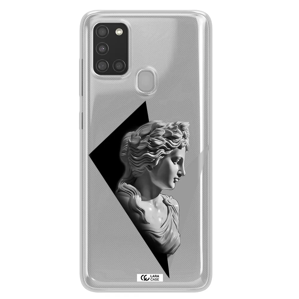 a close-up of a statue Samsung A21S Clear TPU Case