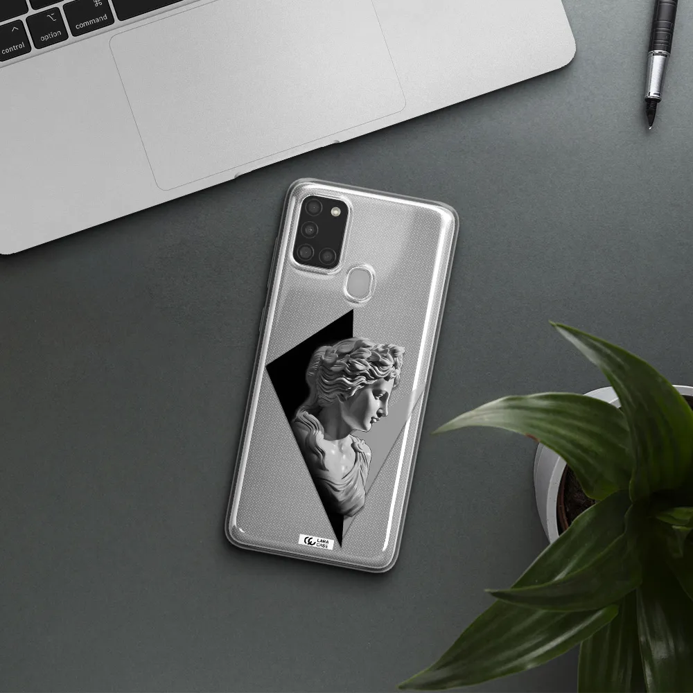 a close-up of a statue Samsung A21S Clear TPU Case