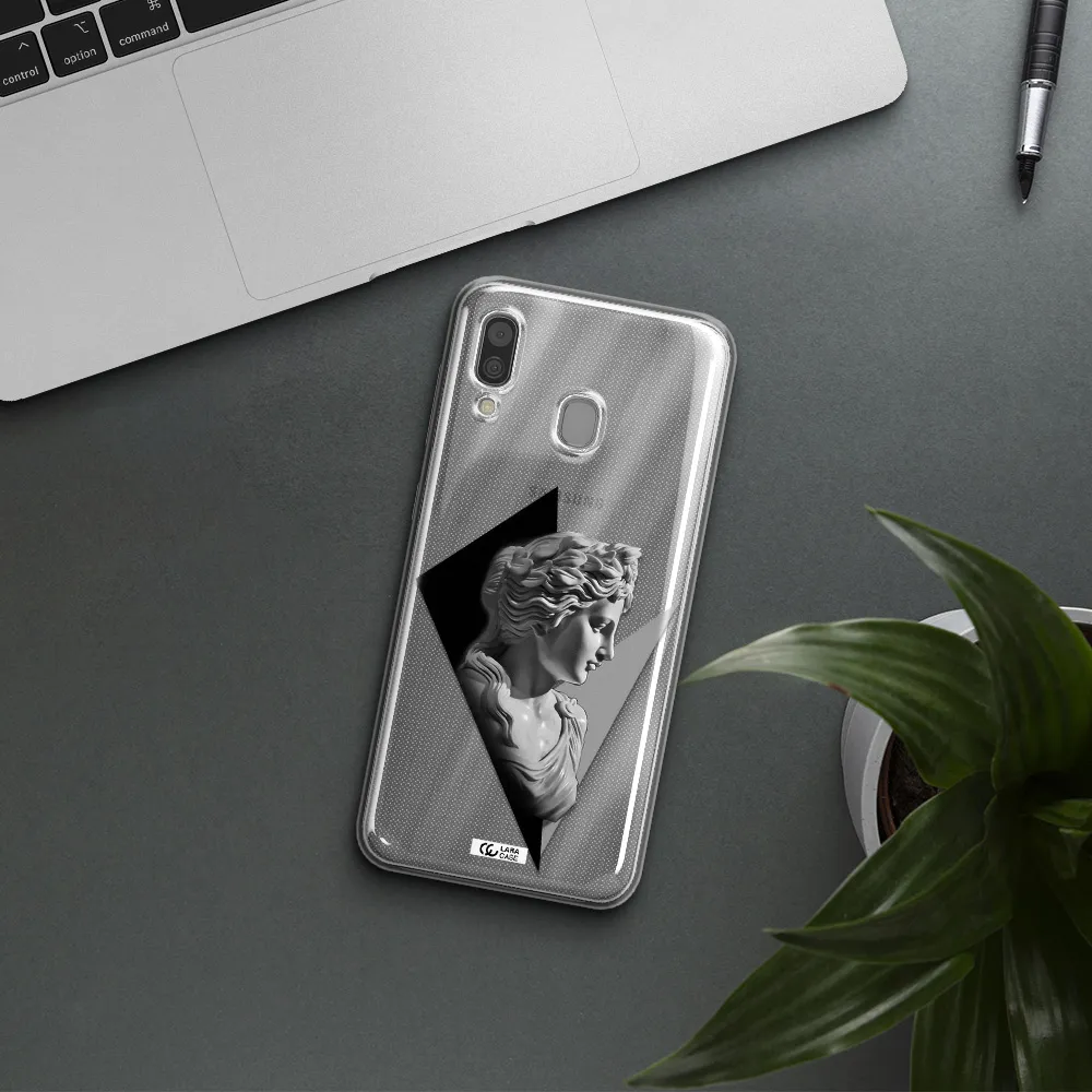 a close-up of a statue Samsung A30 Clear TPU Case