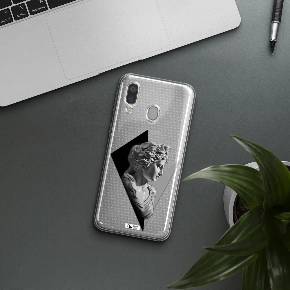 a close-up of a statue Samsung A40 Clear TPU Case